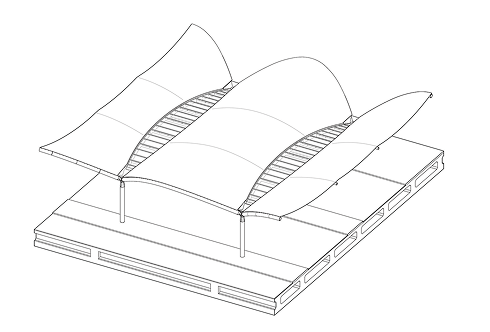 Drawing of the tensile membrane canopy system.