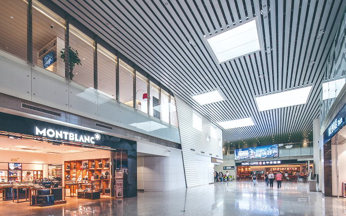 International commercial area view inside the terminal.