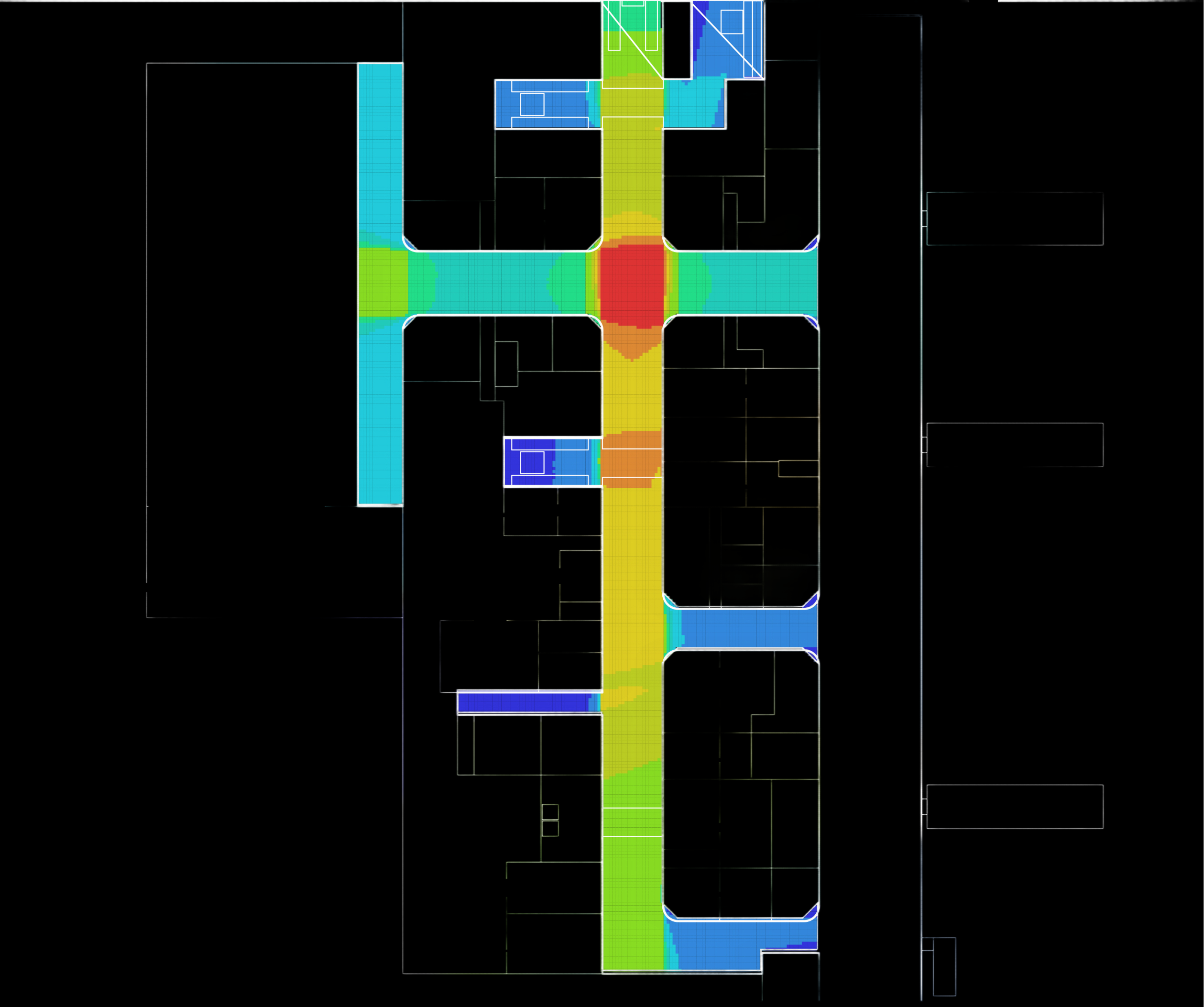 Depthmap visibility analysis for commercial layout option A.