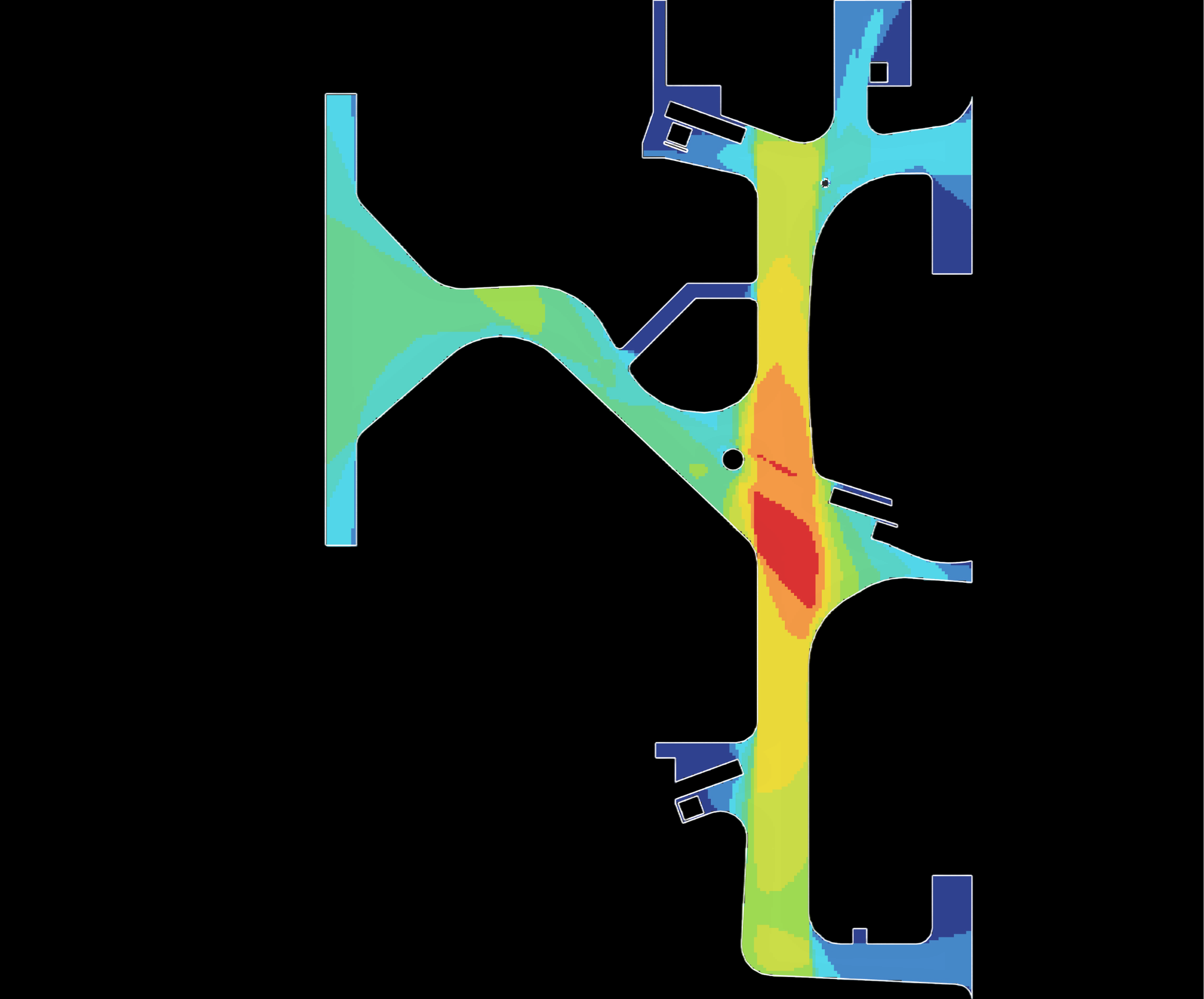 Depthmap visibility analysis for commercial layout option B.