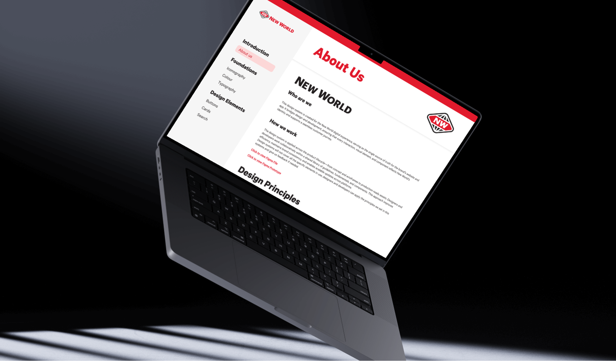 Final Figma microsite outcome for the New World Design System.